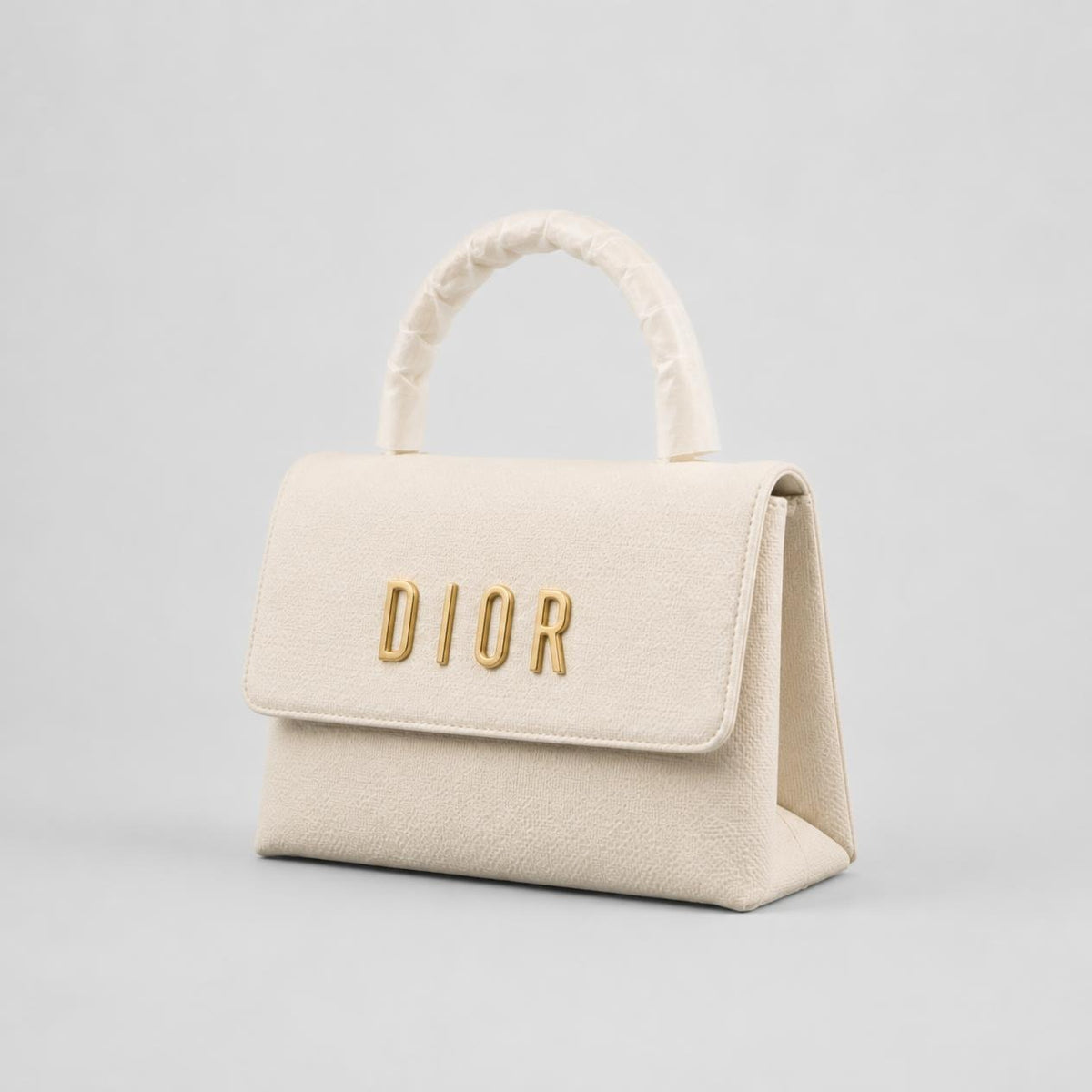 Ivory Mini Flap Handbag with Gold-Tone Logo