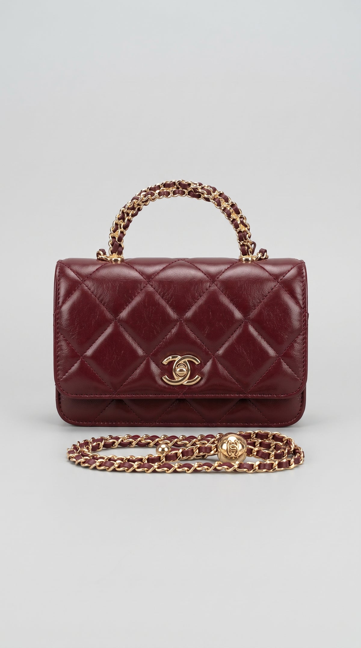 Quilted Mini Flap Bag with Chain Top Handle & Crossbody Strap