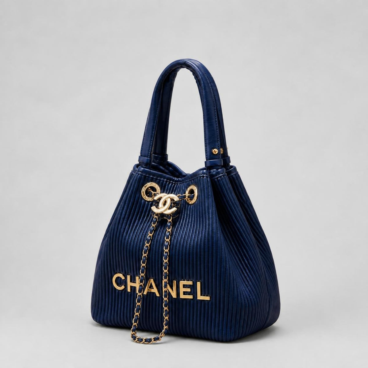 Luxury Navy Blue Pleated Chain Shoulder Handbag