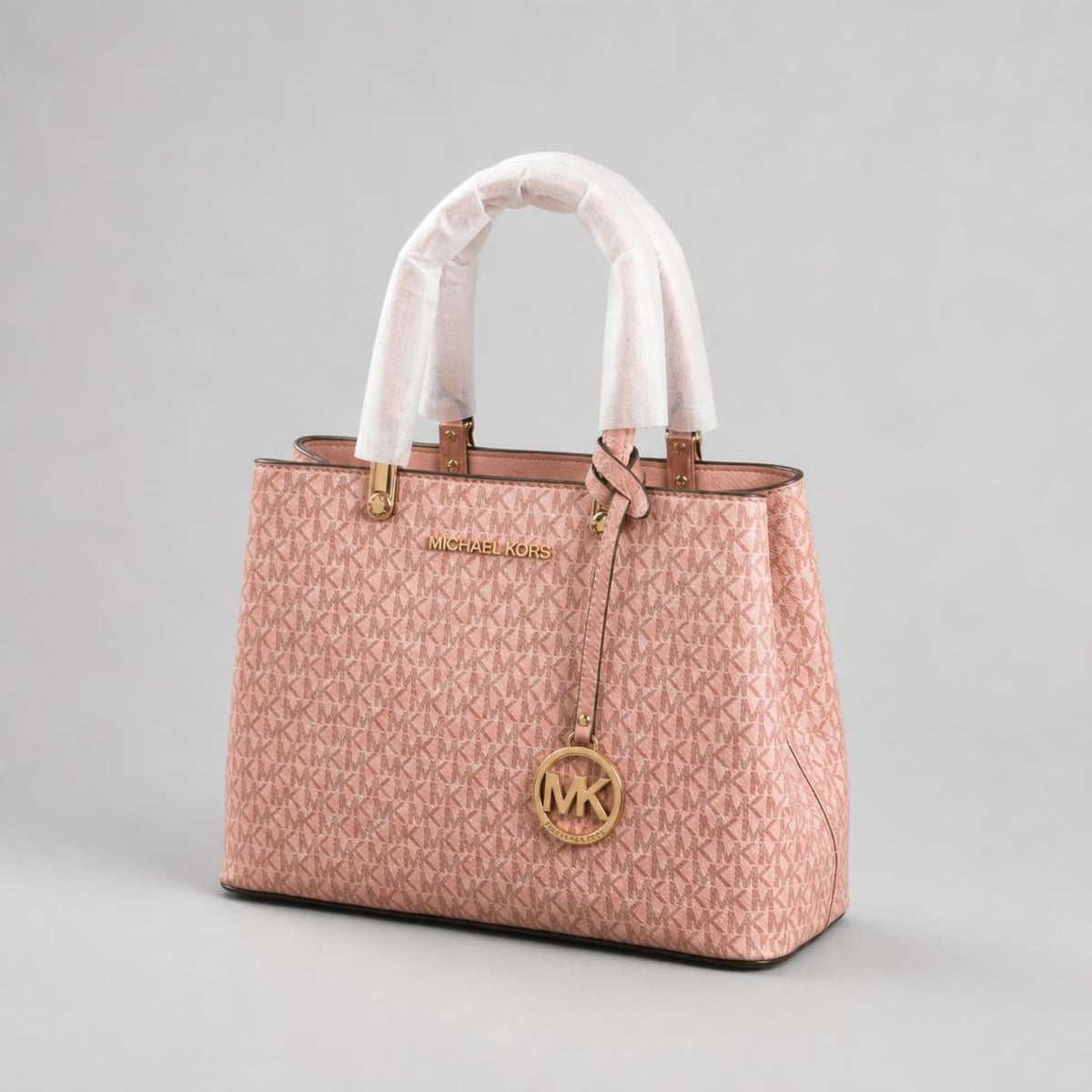 Women's Structured Satchel - Pink Signature Print