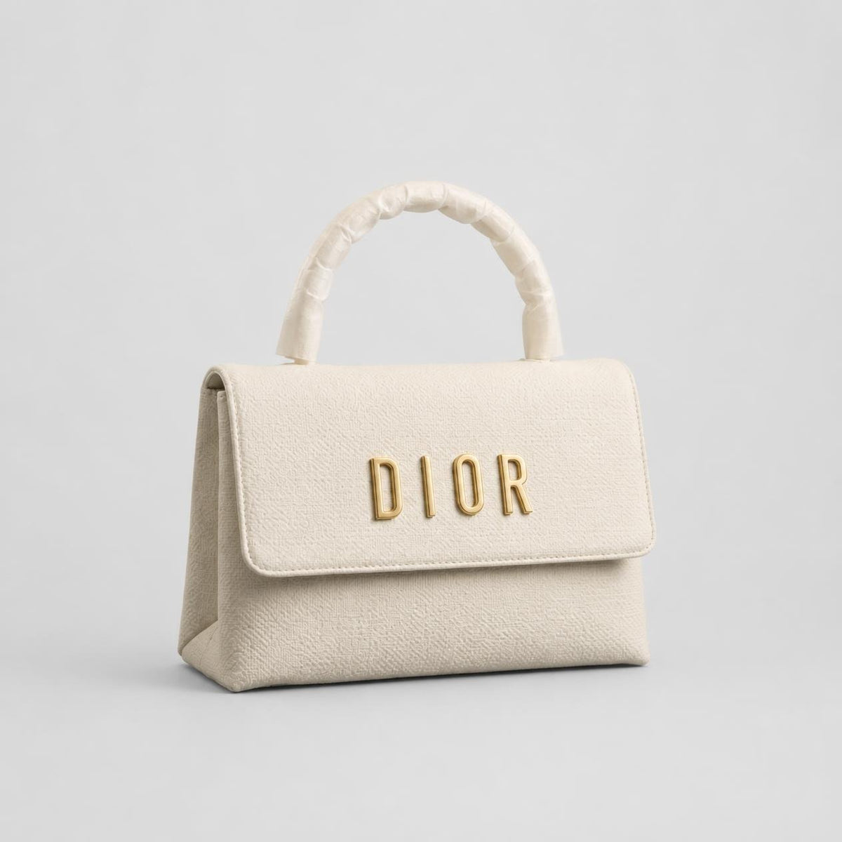 Ivory Mini Flap Handbag with Gold-Tone Logo