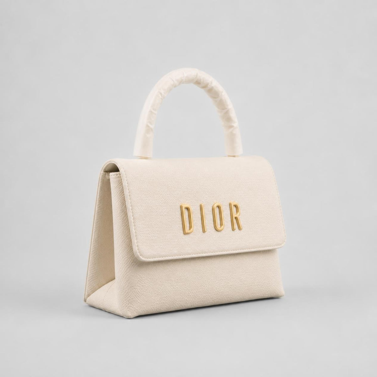 Ivory Mini Flap Handbag with Gold-Tone Logo