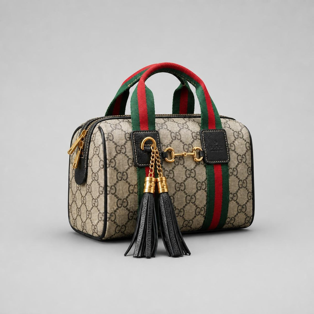 Supreme Mini Boston Bag - Green & Red Web Stripe