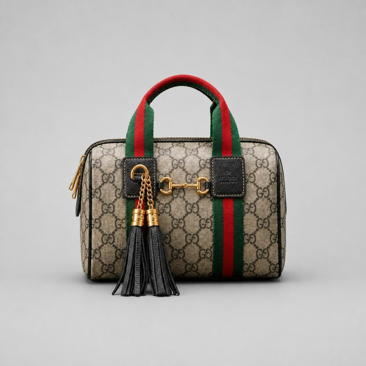 Supreme Mini Boston Bag - Green & Red Web Stripe