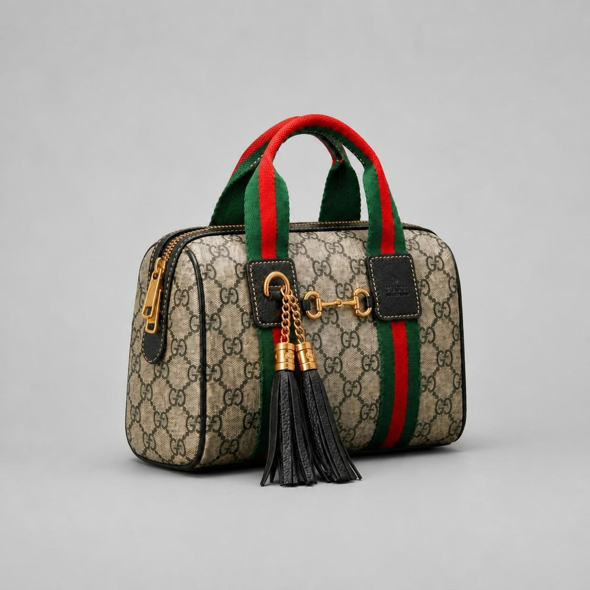 Supreme Mini Boston Bag - Green & Red Web Stripe