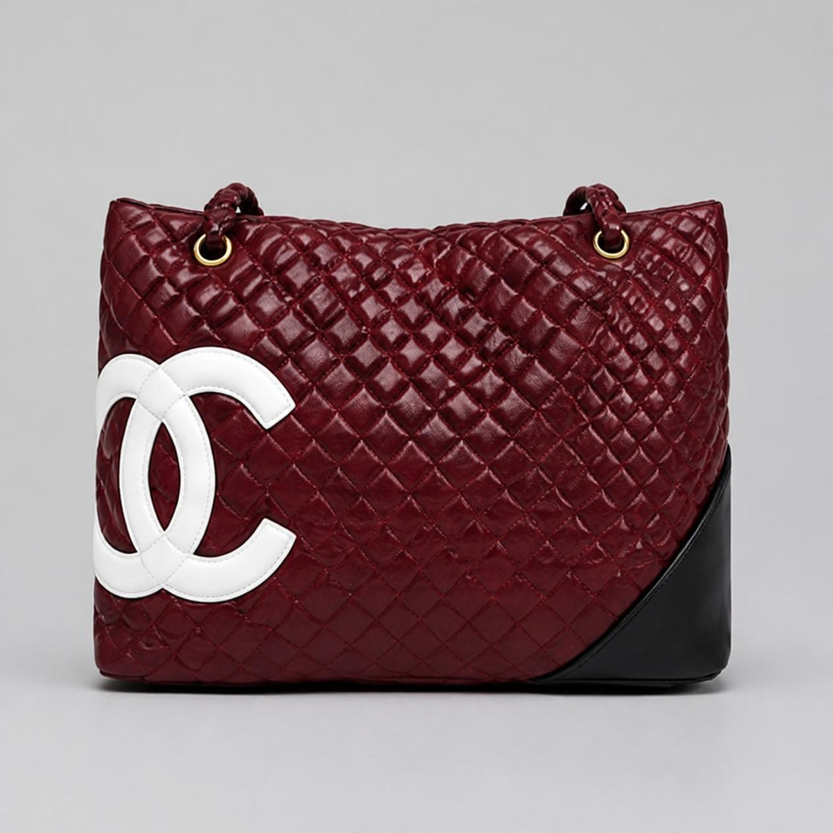 Burgundy Quilted Shoulder Tote Bag