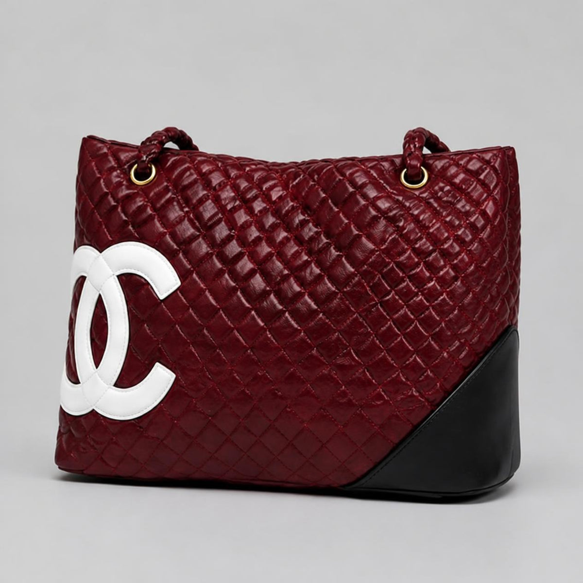Burgundy Quilted Shoulder Tote Bag