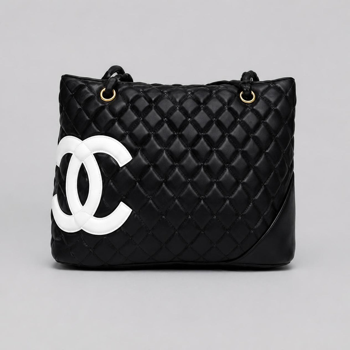 Black Quilted Shoulder Tote Bag
