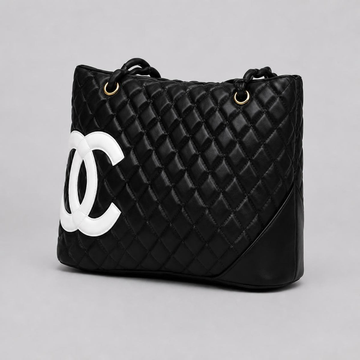 Black Quilted Shoulder Tote Bag