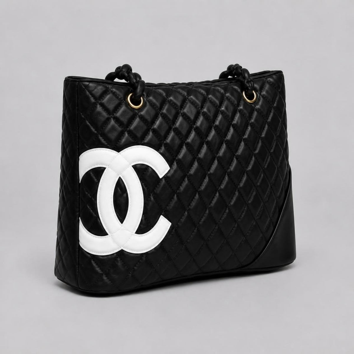 Black Quilted Shoulder Tote Bag