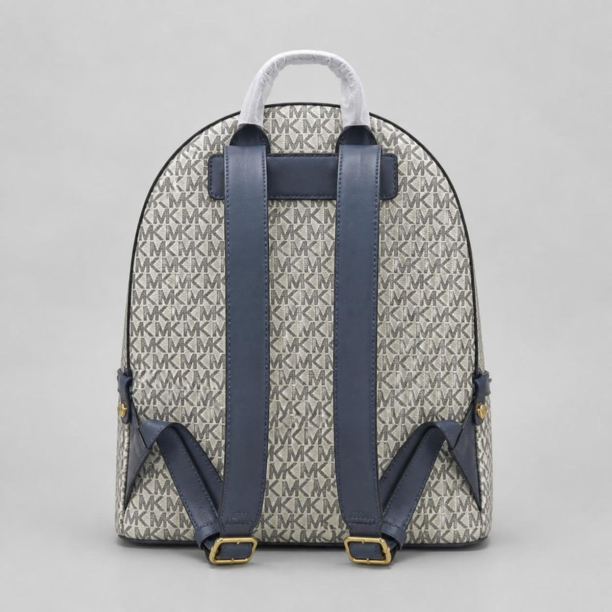 Monogram Print Mini Backpack in Blue and Cream with Gold Hardware