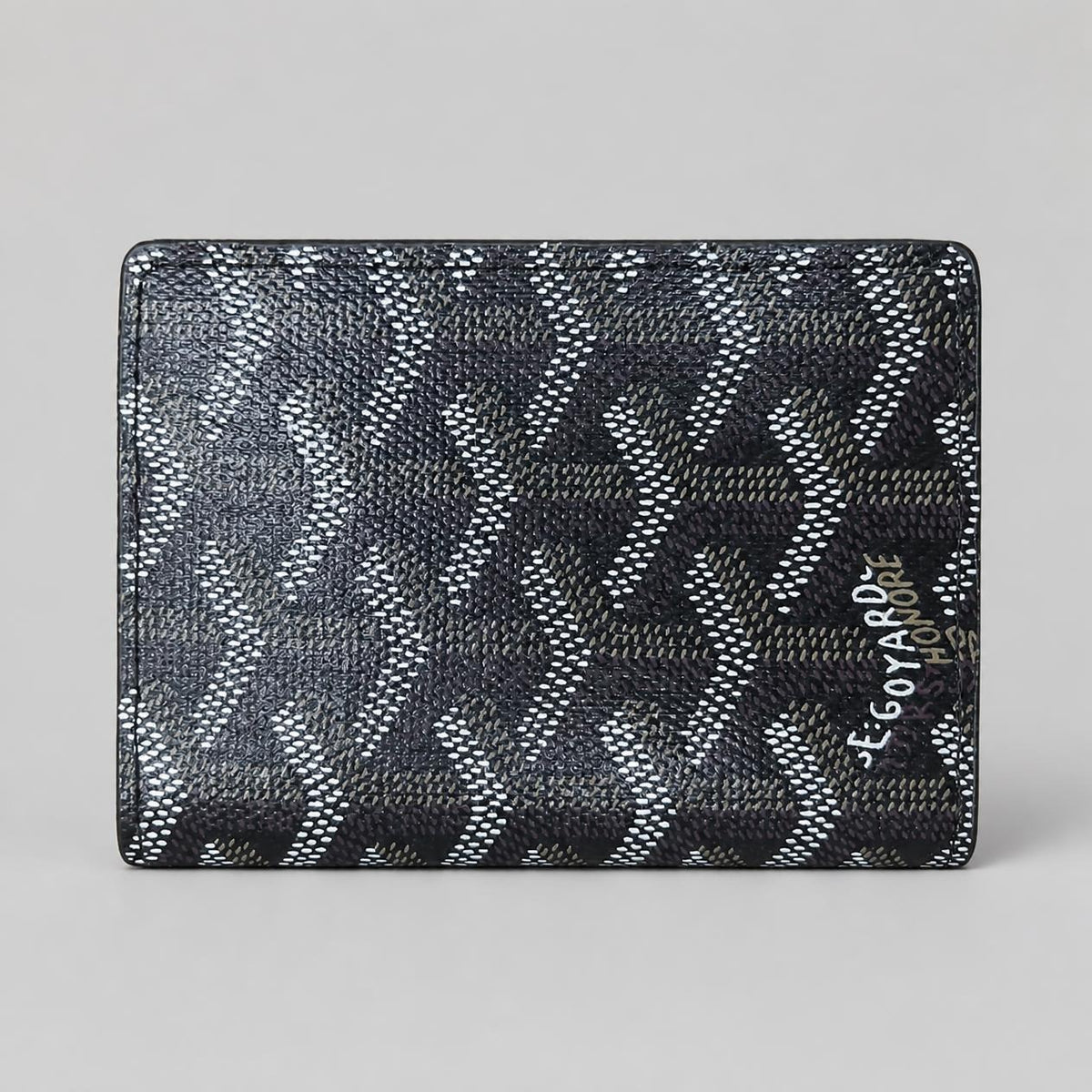 Black Chevron Print Slim Bifold Card Wallet with Hand-Painted Look