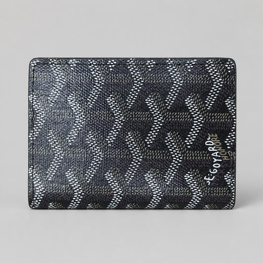 Black Chevron Print Slim Bifold Card Wallet with Hand-Painted Look