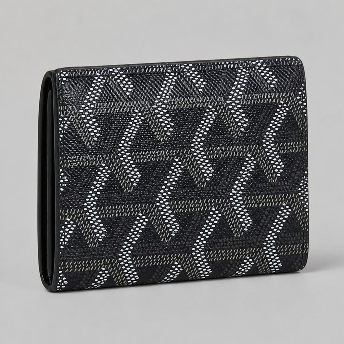 Black Chevron Print Slim Bifold Card Wallet with Hand-Painted Look