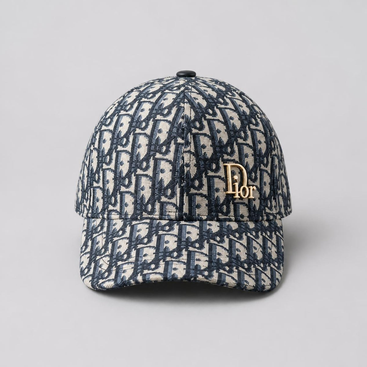 Luxury Monogram Pattern Baseball Cap with Gold Letter Detail