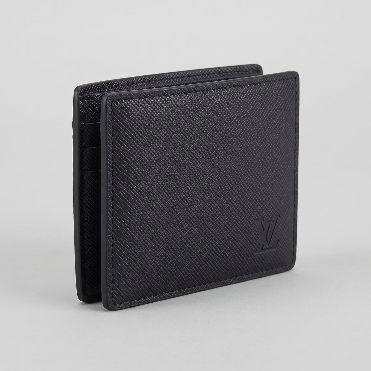 Men’s Black Bifold Wallet - Textured Finish, Slim Classic Design