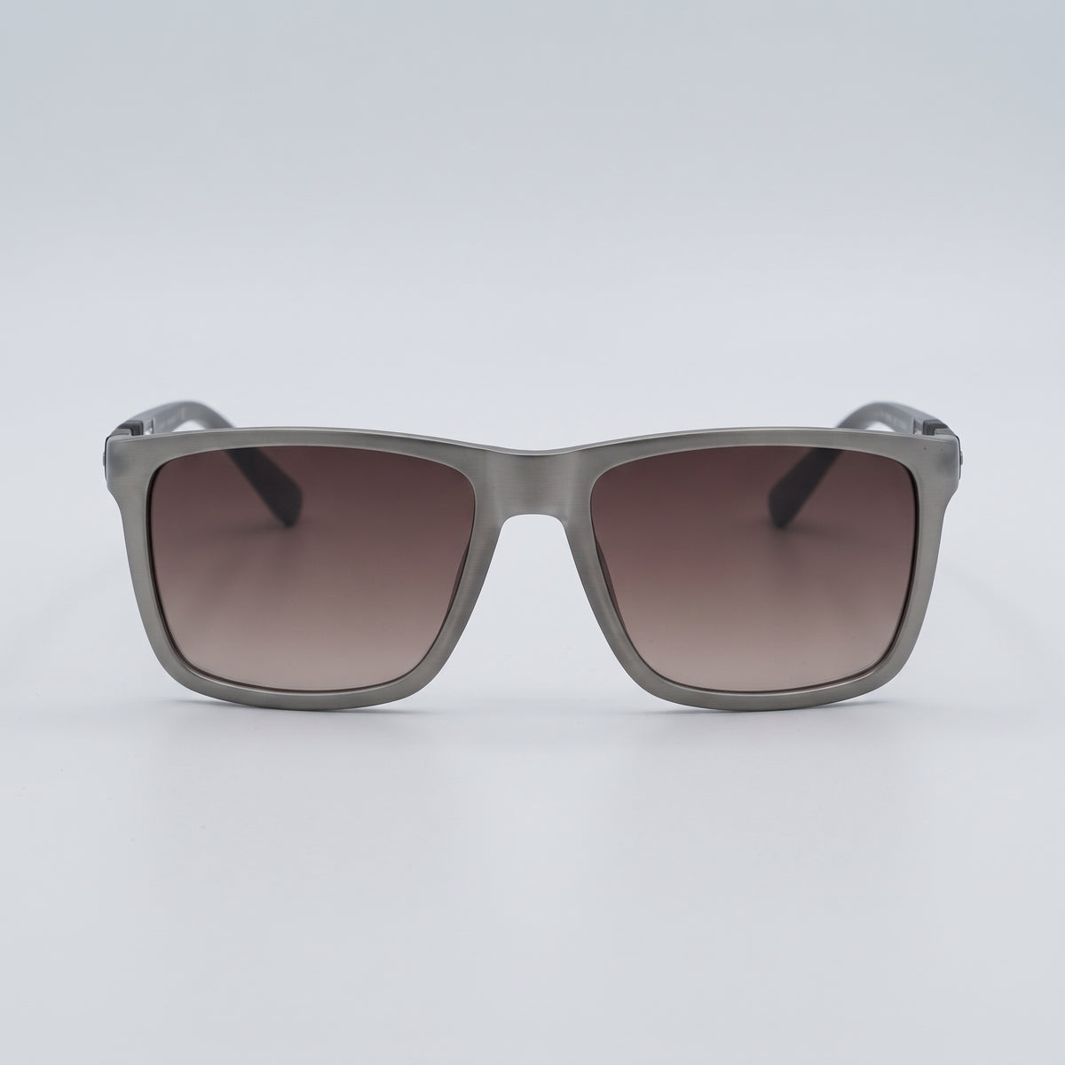 Men’s Square Sunglasses - Brushed Grey Frame with Brown Gradient Lenses