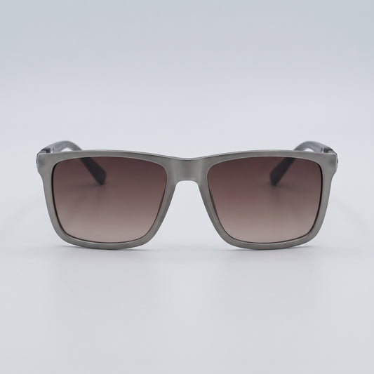 Men’s Square Sunglasses - Brushed Grey Frame with Brown Gradient Lenses
