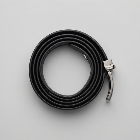 Men’s Black Leather-Look Belt - Gunmetal Pin Buckle, Classic Formal Design