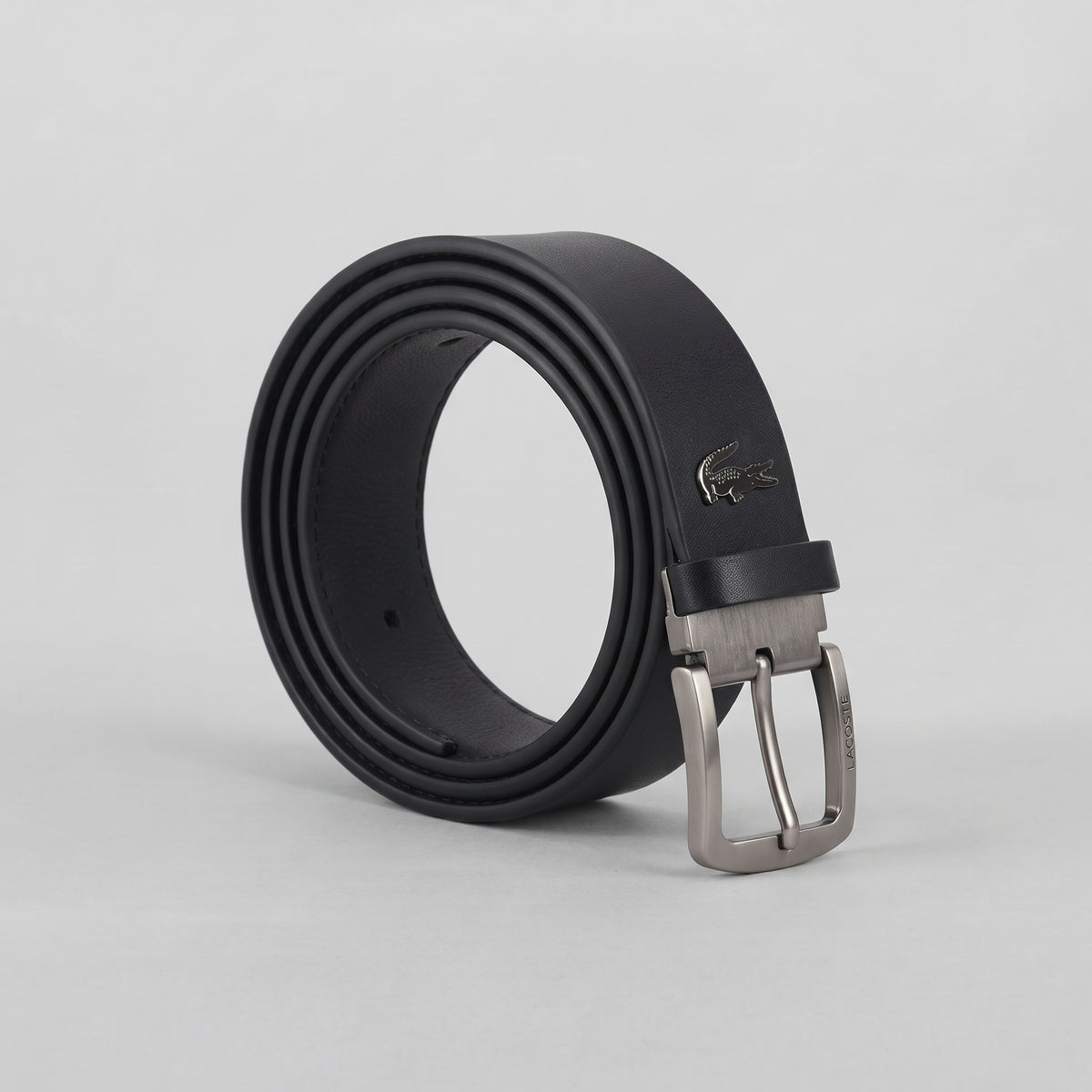 Men’s Black Leather-Look Belt - Gunmetal Pin Buckle, Classic Formal Design