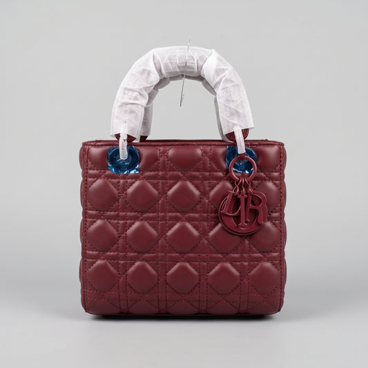 Women’s Wine Red Quilted Mini Tote Bag,