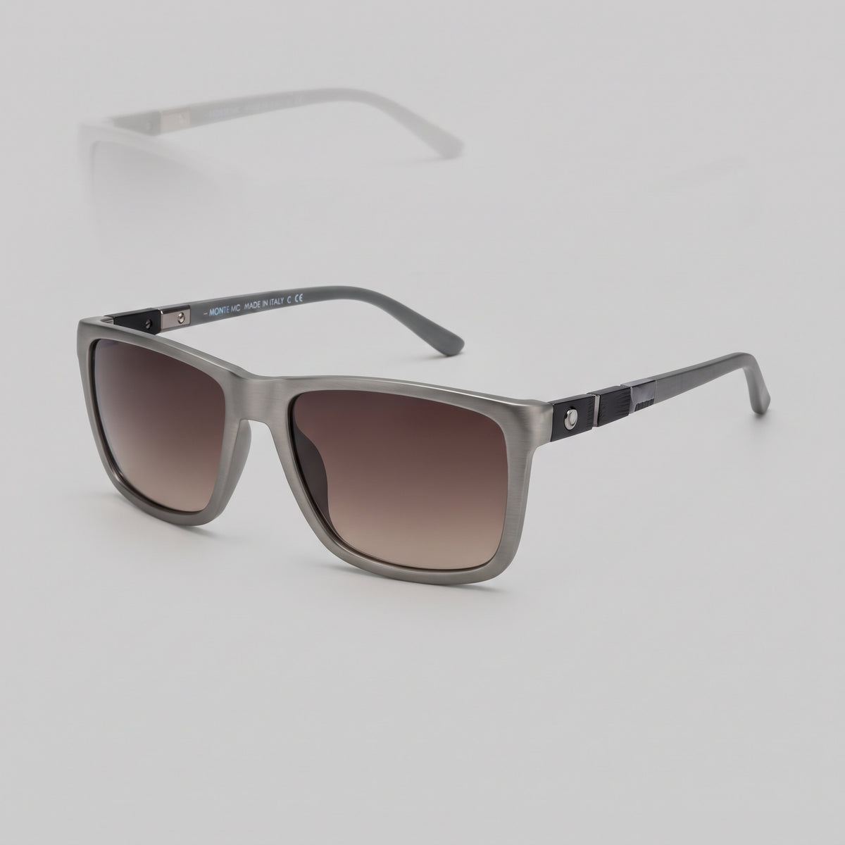 Men’s Square Sunglasses - Brushed Grey Frame with Brown Gradient Lenses