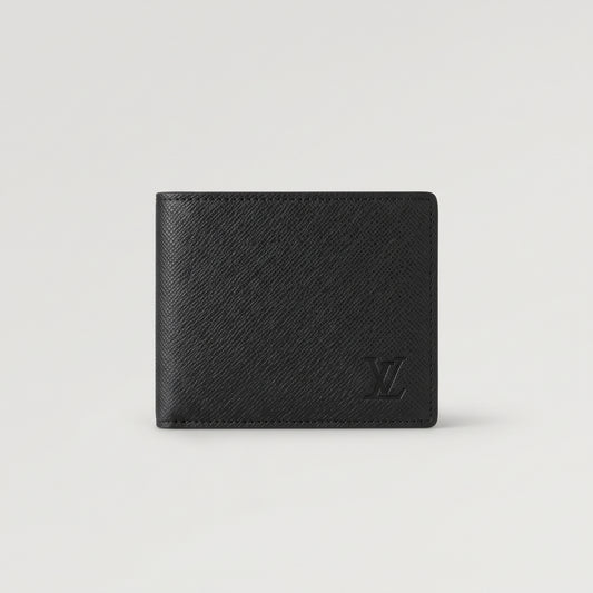 Men’s Black Bifold Wallet - Textured Finish, Slim Classic Design
