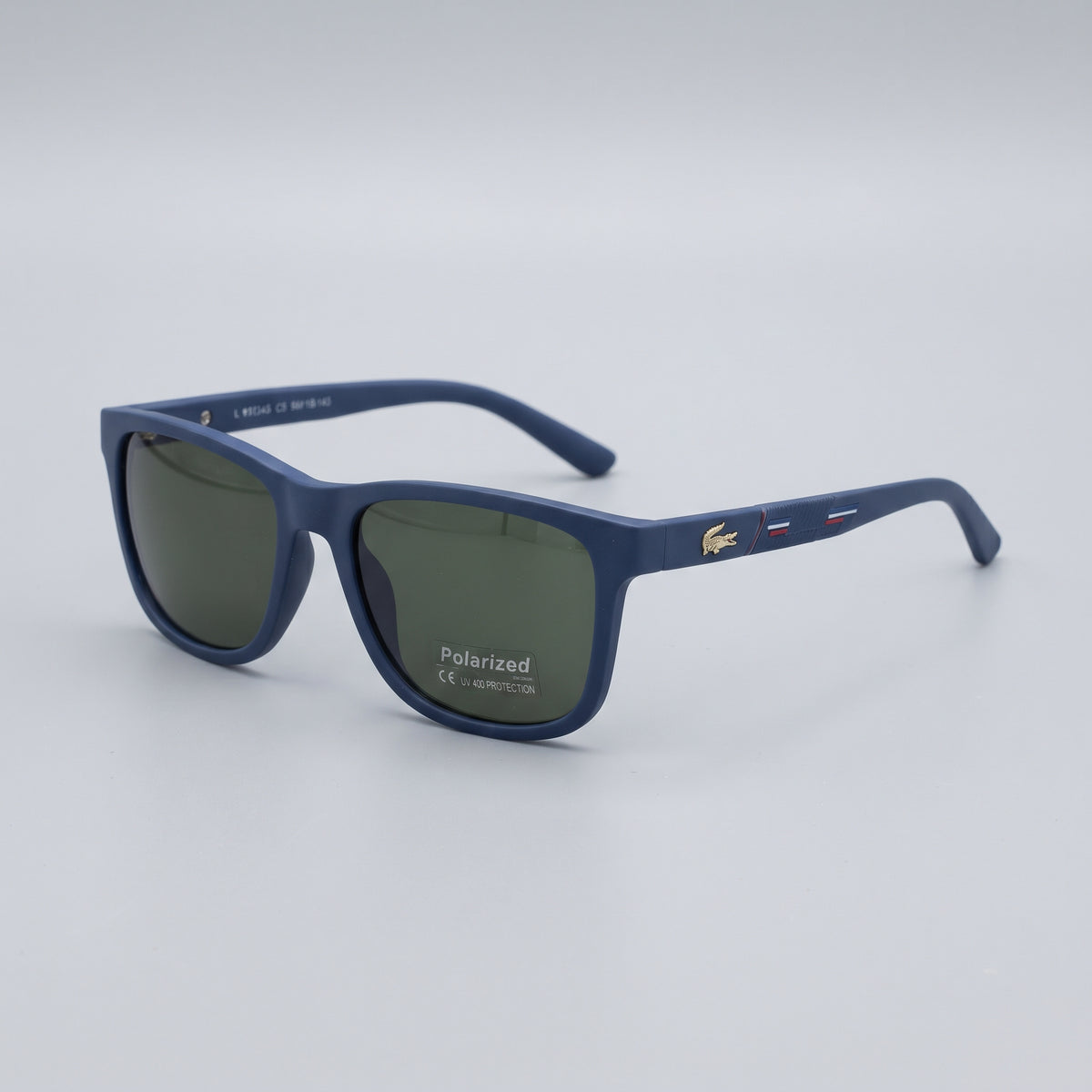 Men’s Square Sunglasses - Matte Navy Blue Frame with Green Lenses