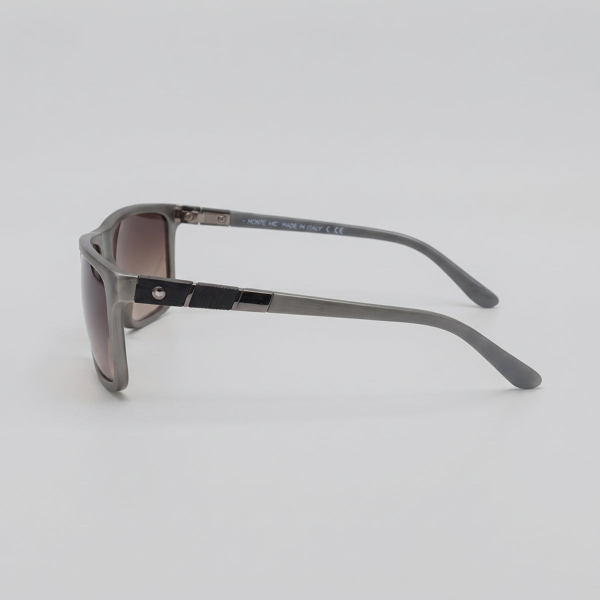 Men’s Square Sunglasses - Brushed Grey Frame with Brown Gradient Lenses