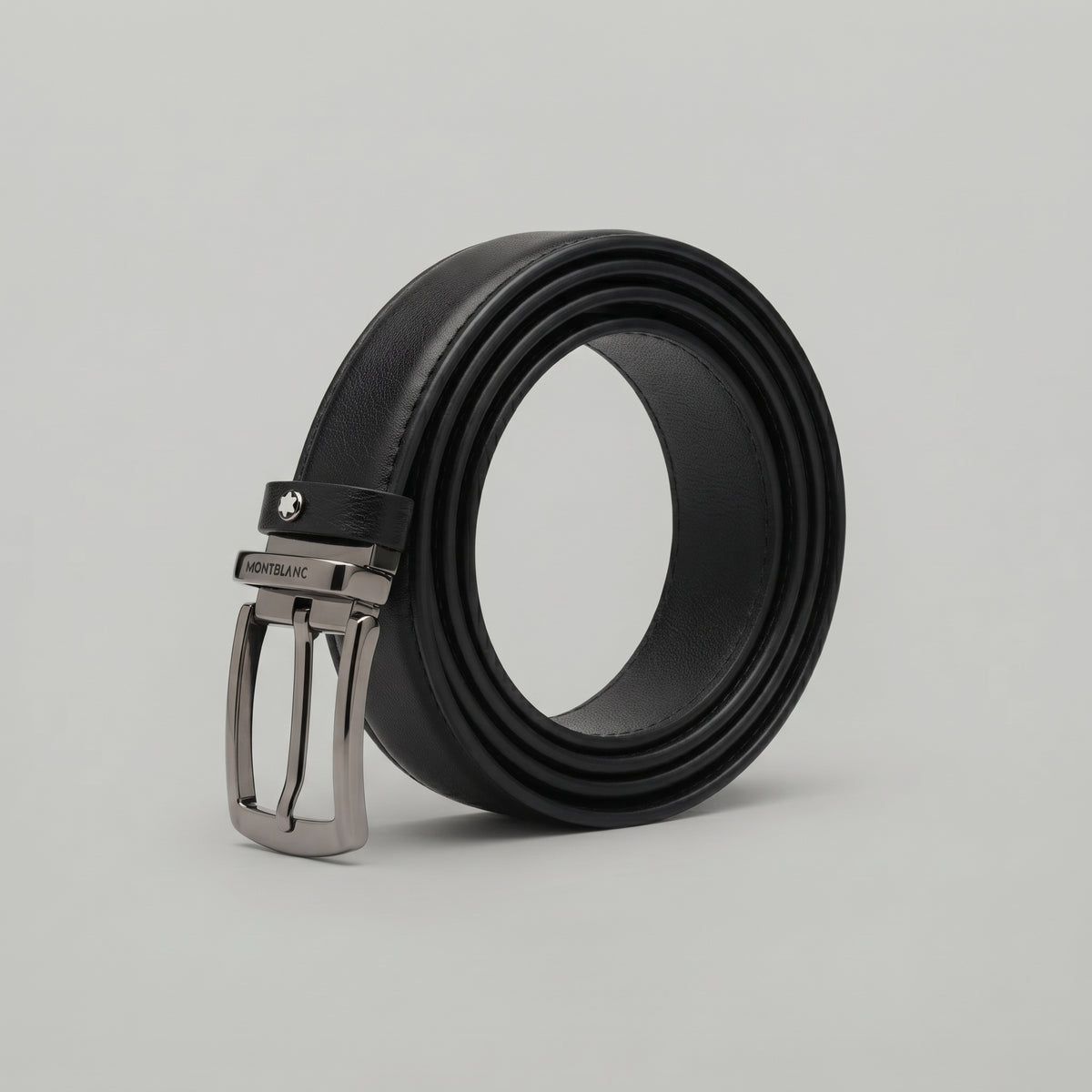 Men’s Black Leather-Look Belt - Gunmetal Pin Buckle, Classic Formal Design