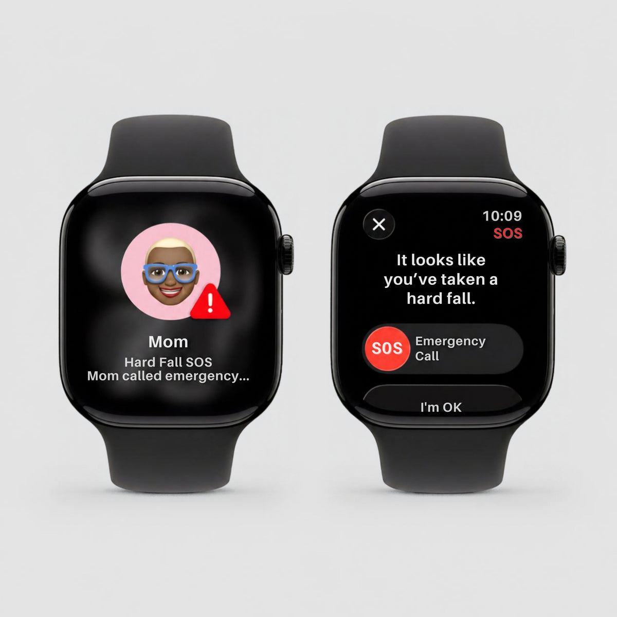Black Smart Watch with Square Display - Silicone Sport Strap