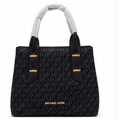 Black Michael Kors Monogram Tote Bag | MK Signature Handbag with Gold Hardware UAE