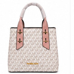 Brown Tan Michael Kors Monogram Tote Bag | MK Logo Handbag with Gold Hardware UAE