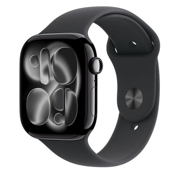 Apple Watch Series 10 GPS 42mm - Jet Black Aluminum Case with Black Sport Band (Renewed)