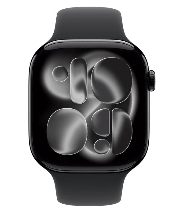 Apple Watch Series 10 GPS 42mm - Jet Black Aluminum Case with Black Sport Band (Renewed)