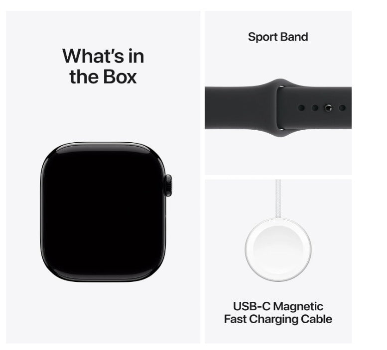 Apple Watch Series 10 GPS 42mm - Jet Black Aluminum Case with Black Sport Band (Renewed)