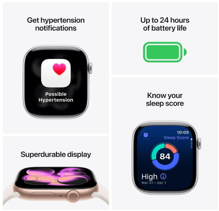 Apple Watch Series 10 GPS 42mm - Jet Black Aluminum Case with Black Sport Band (Renewed)
