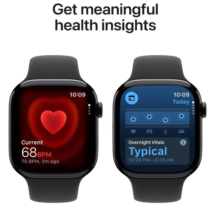 Apple Watch Series 10 GPS 42mm - Jet Black Aluminum Case with Black Sport Band (Renewed)