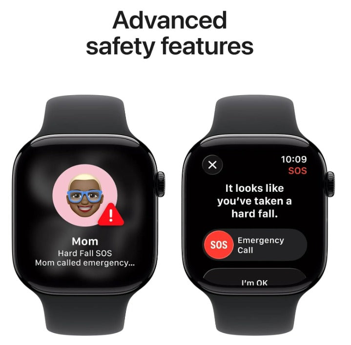 Apple Watch Series 10 GPS 42mm - Jet Black Aluminum Case with Black Sport Band (Renewed)